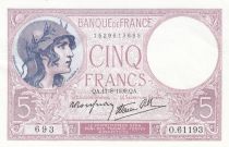 France 5 Francs - Purple - 17-08-1939 - Serial O.61193