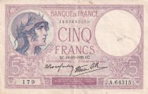 France 5 Francs - Purple - 19-10-1939  - Serial A.64315 - P.79