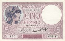 France 5 Francs - Purple - 24-08-1933 - Serial M.57387