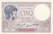 France 5 Francs - Purple - 27-04-1933 - Serial E.54791