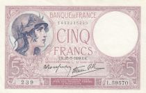 France 5 Francs - Purple - 27-07-1939 - Serial L.59570