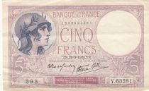 France 5 Francs - Purple - 28-09-1939  - Serial Y.63