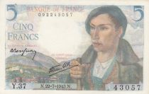 France 5 Francs - Shepherd - 22-07-1943 - Serial Y.37