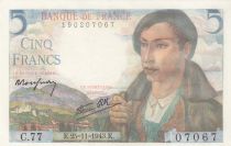 France 5 Francs - Shepherd - 25-11-1943 - Serial C.77