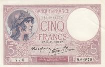 France 5 Francs - Violet - 26-10-1939 - Serial B.64870