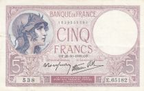 France 5 Francs - Violet - 26-10-1939 - Serial E.65