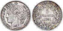 France 5 Francs Ceres - 1851 A Paris - Silver - VF