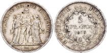 France 5 Francs Hercules - 3th Republic - 1873 A Paris - Silver