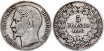 France 5 Francs Louis-Napoleon Bonaparte - Large head - 1852 A Paris - Silver