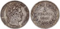 France 5 Francs Louis-Philippe I  - 1841 BB Strasbourg - Argent