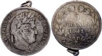 France 5 Francs Louis-Philippe I  - 1841 W Lille - Argent montée en médaille