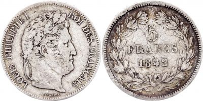 France 5 Francs Louis-Philippe I - 1842 W Lille - Silver