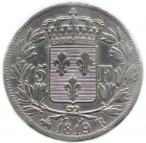 France 5 Francs Louis XVIII - 1819 B