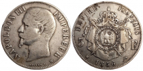 France 5 Francs Napoléon III - 1856 BB - Argent