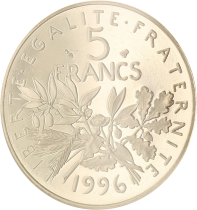 France 5 Francs Proof Sower 1996