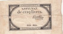 France 5 Livres - 10 Brumaire An II (31-10-1793) - Sign. Berthier - Serial 8662