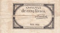 France 5 Livres - 10 Brumaire An II (31-10-1793) - Sign. Lambert - Serial 8662