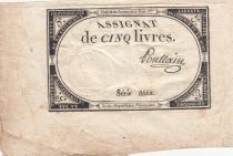 France 5 Livres - 10 Brumaire An II (31-10-1793) - Sign. Poullain - Serial 8662