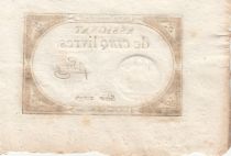 France 5 Livres - 10 Brumaire An II (31.10.1793) - Sign. Bancey - Serial 22033