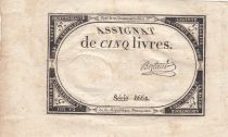 France 5 Livres - 10 Brumaire An II (31.10.1793) - Sign. Bertaut - Serial 8662