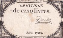 France 5 Livres - 10 Brumaire An II (31.10.1793) - Sign. Duclos - Série 27209