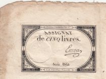 France 5 Livres - 10 Brumaire An II (31.10.1793) - Sign. Emon - Serial 8662