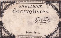 France 5 Livres - 10 Brumaire An II (31.10.1793) - Sign. Fenix - Série 5715