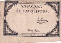 France 5 Livres - 10 Brumaire An II (31.10.1793) - Sign. Labrosse - Série 5934