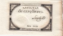 France 5 Livres - 10 Brumaire An II (31.10.1793) - Sign. Lambert - Serial 22033