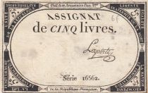 France 5 Livres - 10 Brumaire An II (31.10.1793) - Sign. Laporte - Série 16662