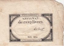 France 5 Livres - 10 Brumaire An II (31.10.1793) - Sign. Le Court - Serial 8662