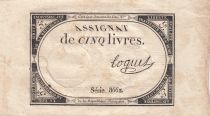 France 5 Livres - 10 Brumaire An II (31.10.1793) - Sign. Loquet - Serial 8662