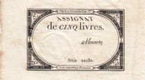 France 5 Livres - 10 Brumaire An II (31.10.1793) - Sign. Monnoro - Serial 22182