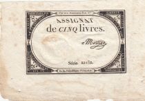 France 5 Livres - 10 Brumaire An II (31.10.1793) - Sign. Mortier - Serial 22182