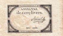 France 5 Livres - 10 Brumaire An II (31.10.1793) - Sign. Roussel - Serial 22182