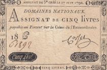 France 5 Livres - 27 Juin 1792 - Sign. Corsel - Série 18G