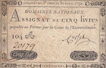 France 5 Livres - 30 Avril 1792 - Sign. Corsel - Série 104A