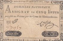 France 5 Livres - 31 Juillet 1792 - Sign. Corsel - Série 22F