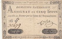 France 5 Livres - 31 Juillet 1792 - Sign. Corsel - Série 26G