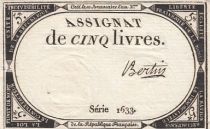 France 5 Pounds - 10 Brumaire Year II (31.10.1793) - Sign. Bertin - Serial 1633