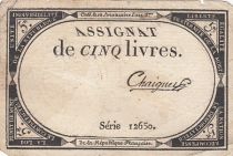 France 5 Pounds - 10 Brumaire Year II (31.10.1793) - Sign. Chaignet - Serial 12650