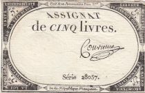 France 5 Pounds - 10 Brumaire Year II (31.10.1793) - Sign. Convieme - Serial 28057