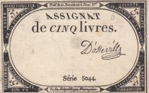 France 5 Pounds - 10 Brumaire Year II (31.10.1793) - Sign. D\'osseville - Serial 5044