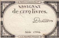 France 5 Pounds - 10 Brumaire Year II (31.10.1793) - Sign. Droüet - Serial 17004