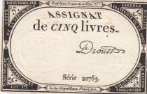 France 5 Pounds - 10 Brumaire Year II (31.10.1793) - Sign. Droüet - Serial 20763