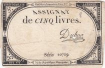 France 5 Pounds - 10 Brumaire Year II (31.10.1793) - Sign. Duboc - Serial 10709