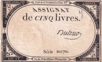 France 5 Pounds - 10 Brumaire Year II (31.10.1793) - Sign. Duval - Serial 14568