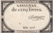 France 5 Pounds - 10 Brumaire Year II (31.10.1793) - Sign. Duverger - Serial 7175