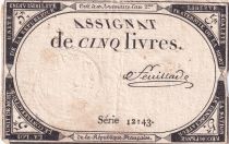 France 5 Pounds - 10 Brumaire Year II (31.10.1793) - Sign. Feuillade - Serial 12143