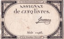 France 5 Pounds - 10 Brumaire Year II (31.10.1793) - Sign. Henriot - Serial 16825